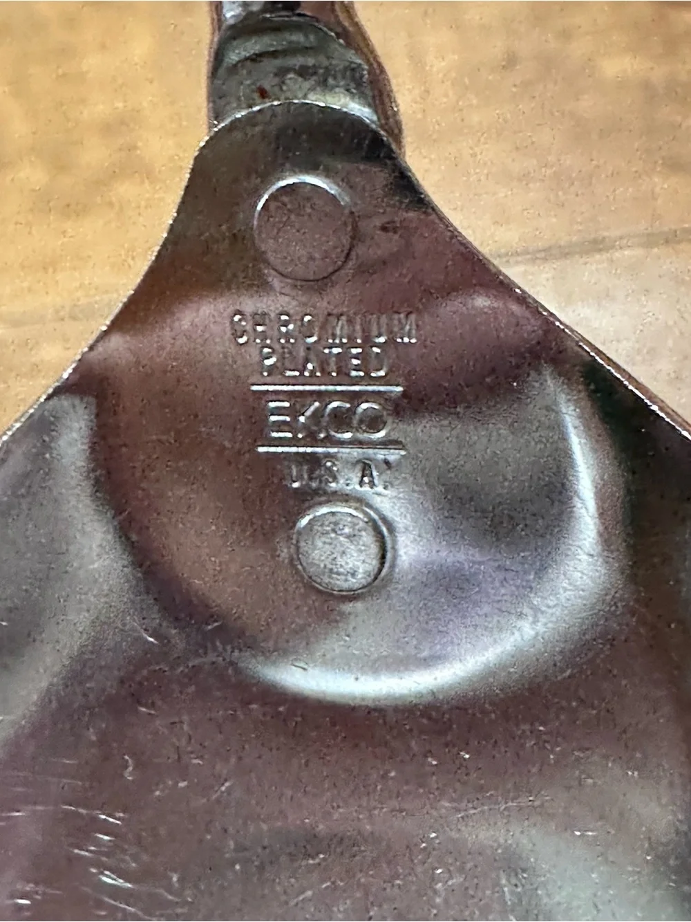 Ekco vintage chromium played Serving Spoon with Black Handle